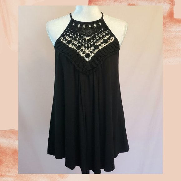 Taylor & Cambria Tops - Black Crochet Tank Top